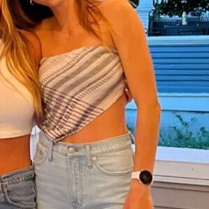 Free People Striped Gray and White Women's Tube Top
